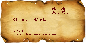 Klinger Nándor névjegykártya